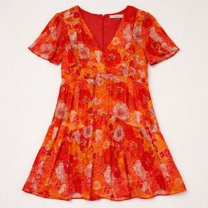70s vibes sunset floral Taylor Fairycore Babydoll Dress 16 plus size Whimsical